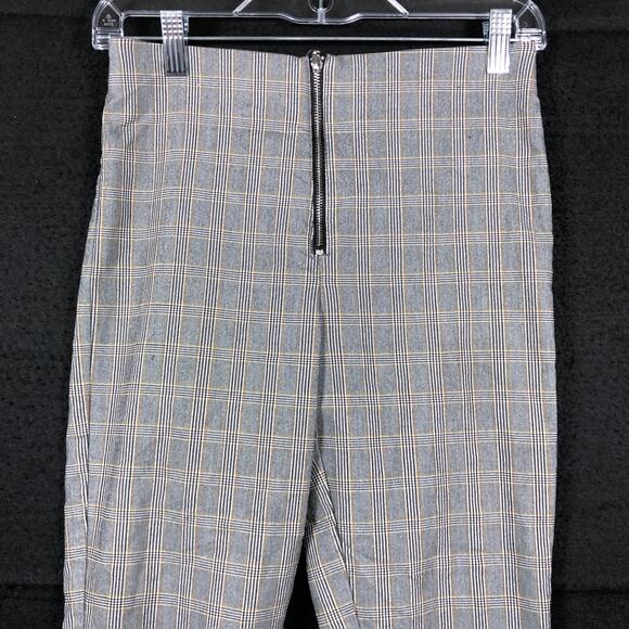 Zara Women Pants Gray Multicolored Stripe Pull On Front Zip Ankle Stretch Medium - Picture 2 of 11